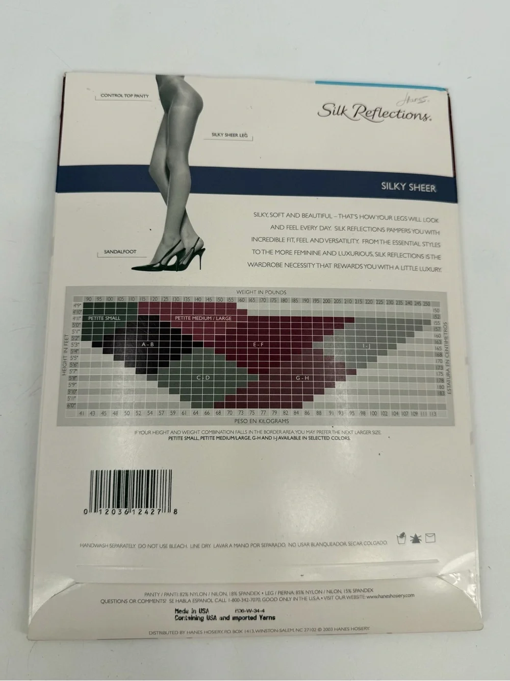 Hanes Pantyhose Size CD Silk Reflections VTG Classic Navy Style 717- IMPERFECT